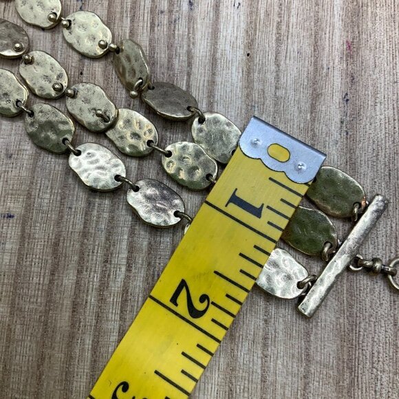 Lucky Brand Gold Tone Hammered Multi Strand Bracelet - Picture 3 of 4